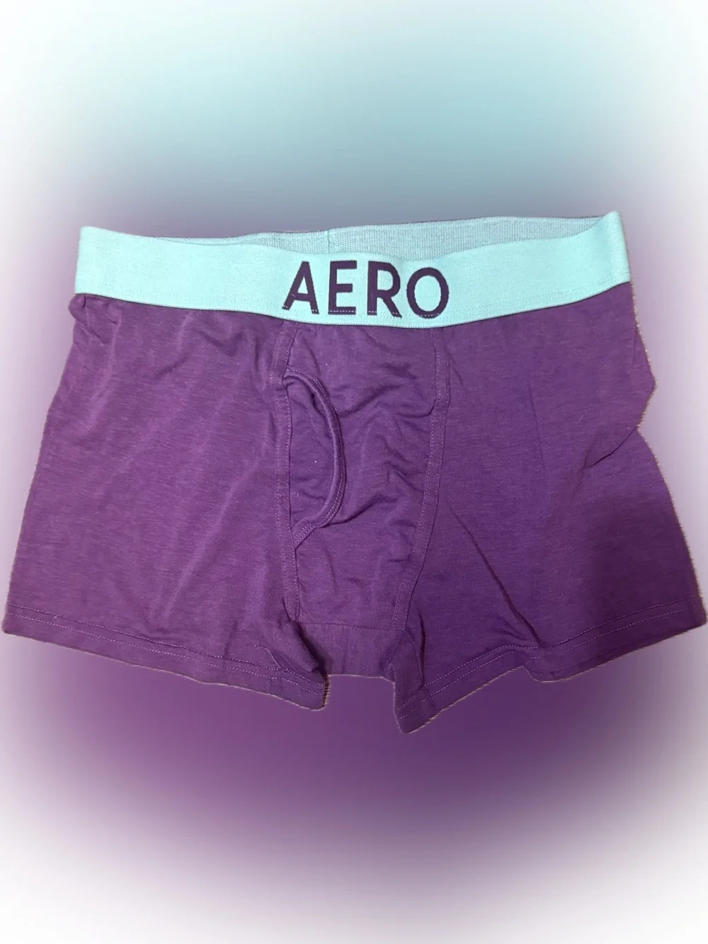 Aero Men's Purple Boxer Briefs with Light Blue Waistband | Sz L